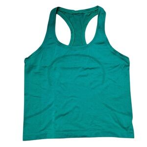 Lululemon Sz 8 Swiftly tank top Green hip length athletic Gym running yoga